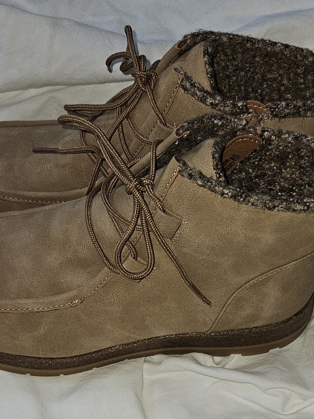 Women's Taupe Knit-Collar Chukka Boots